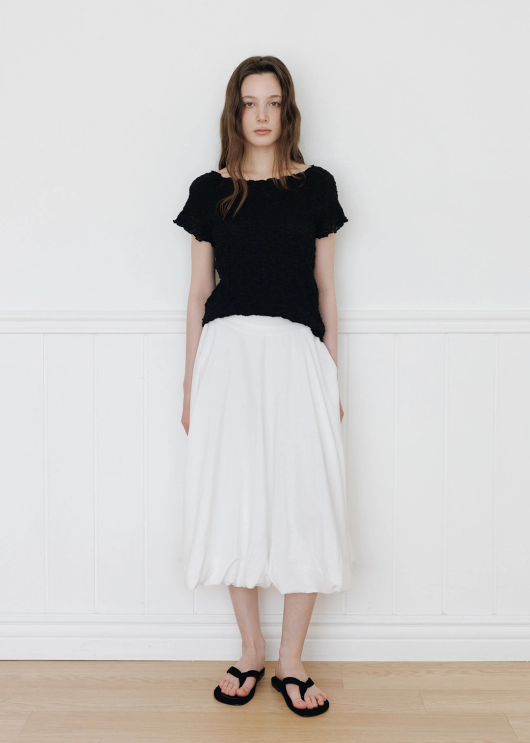 더라이 Balloon Banding Midi Skirt(White) 상품 이미지 2