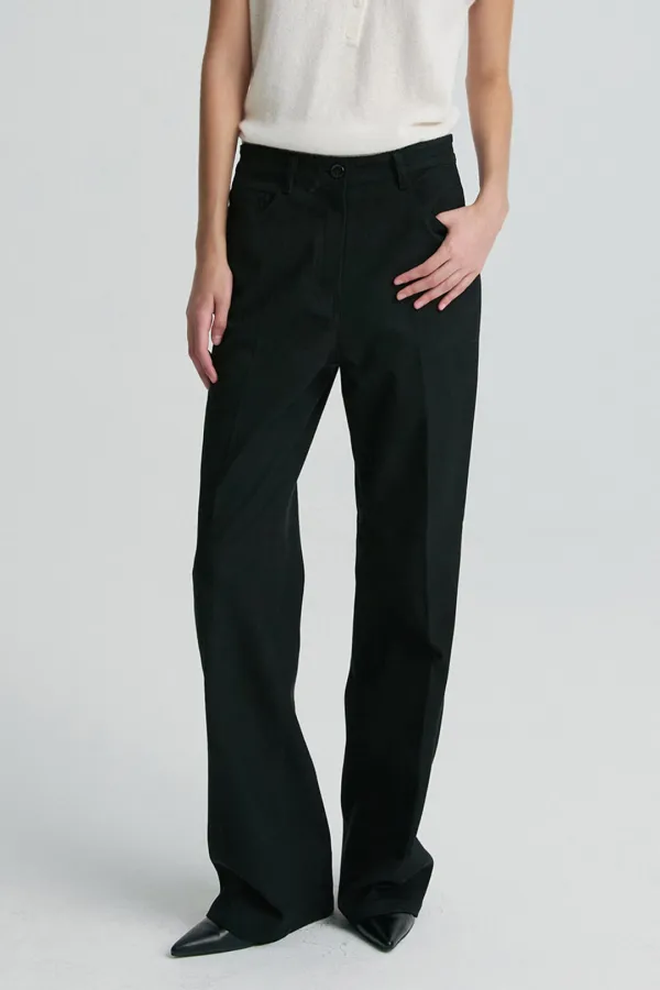 CORDUROY BOOTCUT TROUSERS BLACK