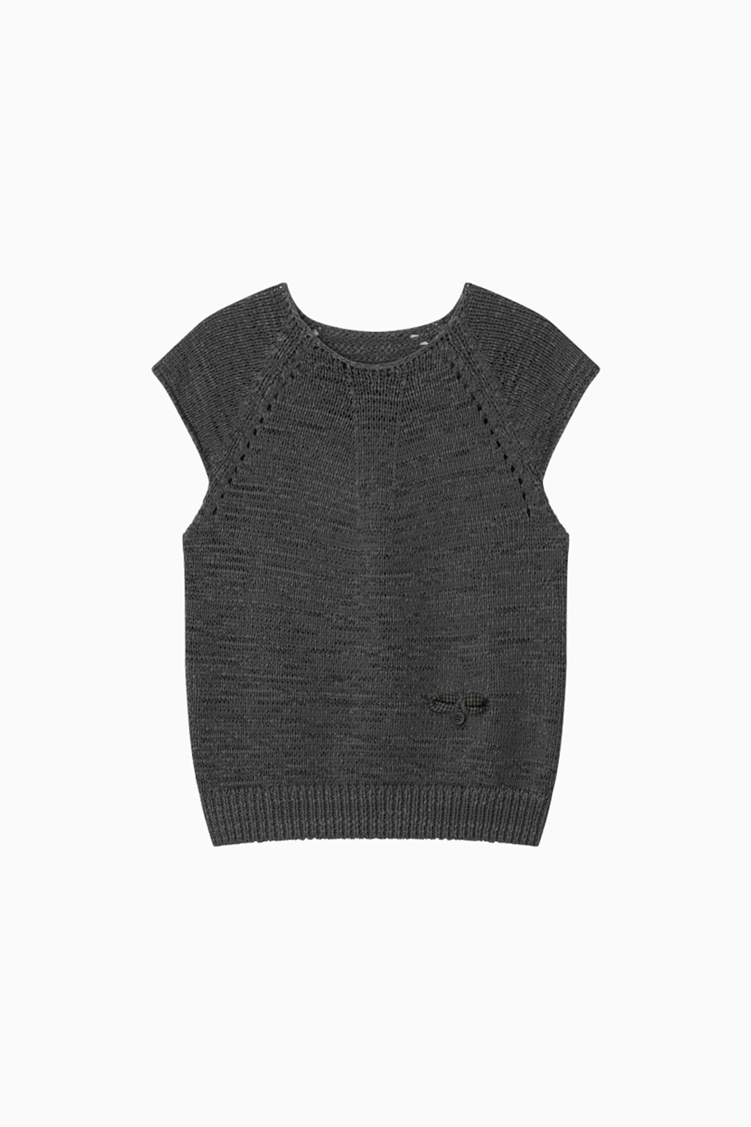 오헤시오 WEAVING POCKET CAP-SLEEVE KNIT, CHARCOAL 상품 이미지 1