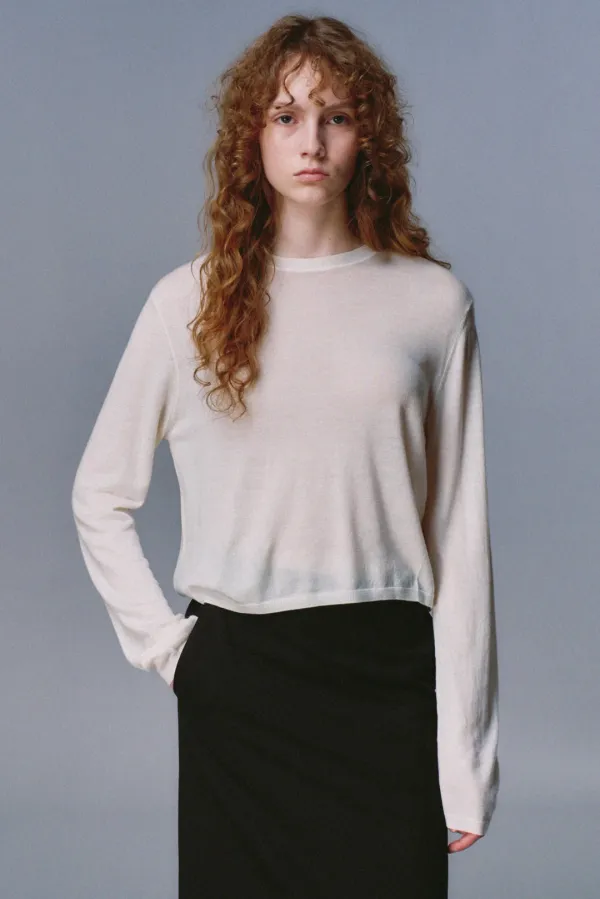 Round-Neck Cropped Knit_White