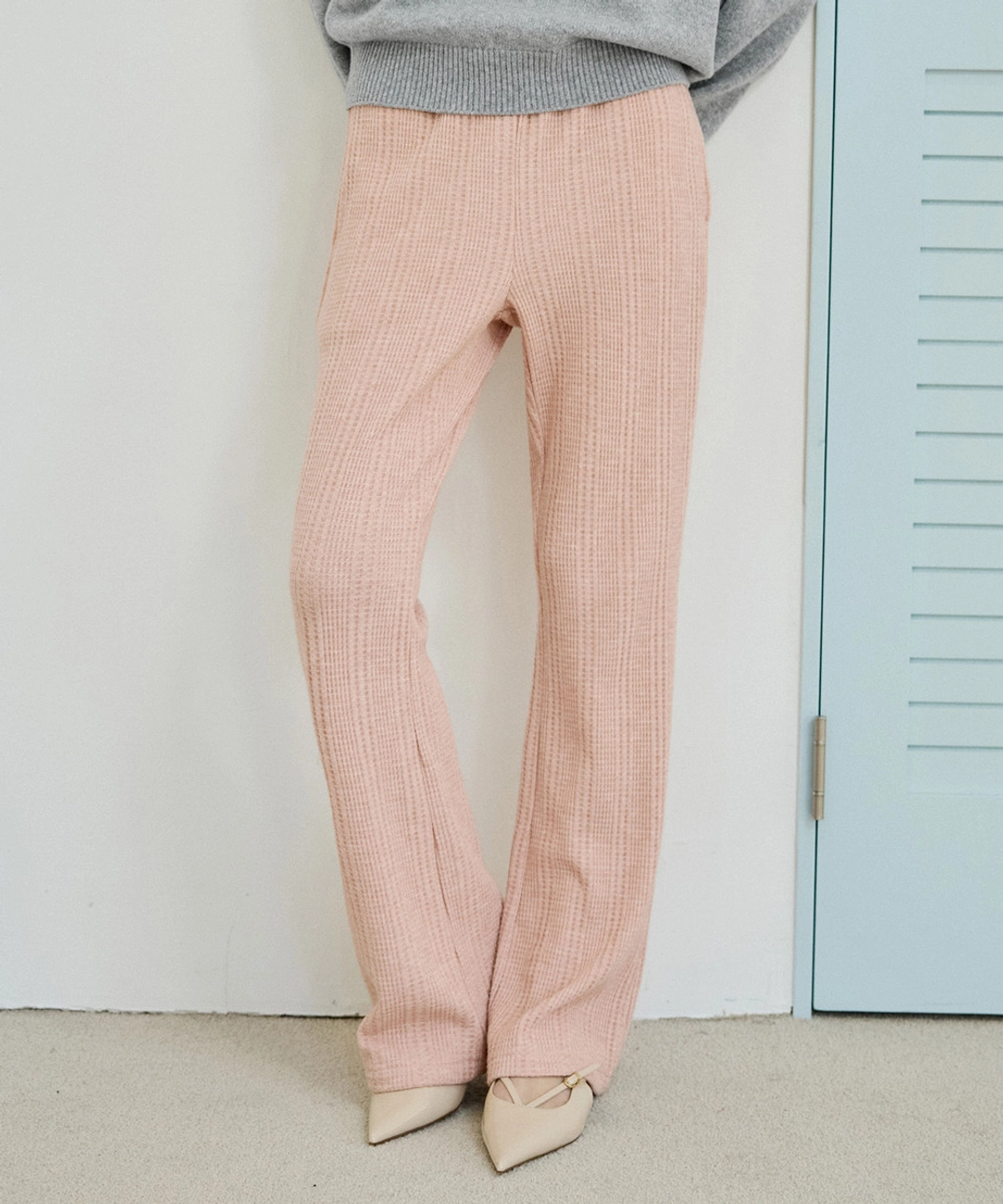 반원 아뜰리에 P3297 와플 텍스처드 팬츠_Light pink 상품 이미지 2