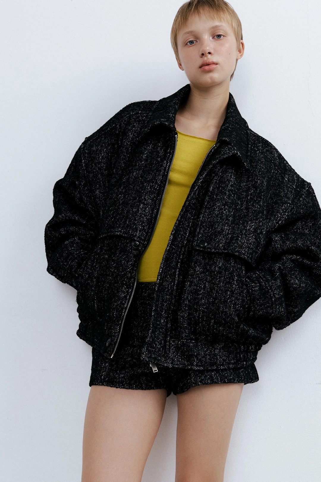 포지프레클즈 Herringbone Blouson_Black 상품 이미지 2