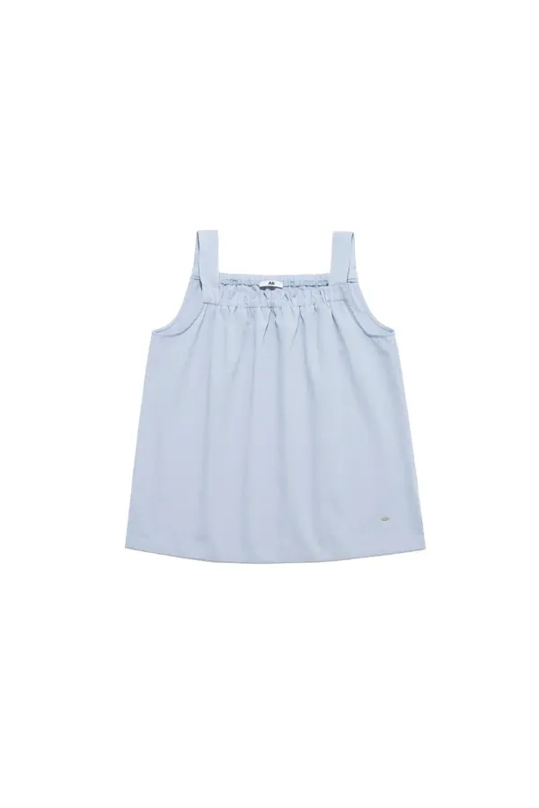 Shirring Sleeveless Top Blue