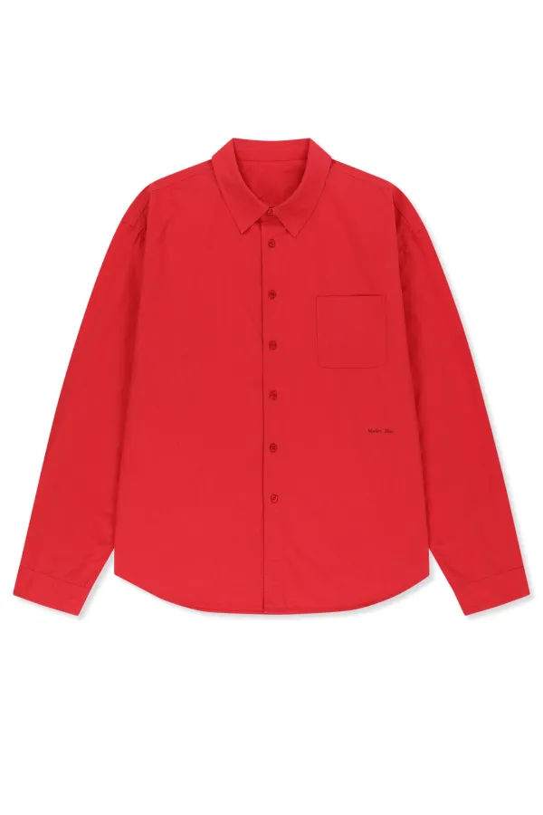 WASHED COTTON POCKET SHIRT FOR MEN IN RED