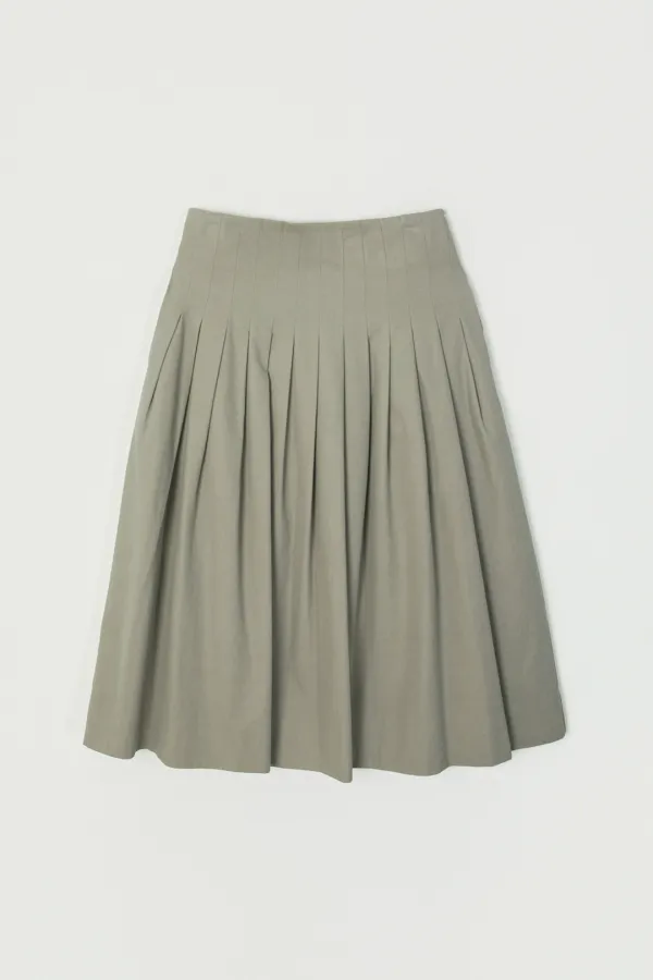 JOIA PLEATS LONG SKIRT_BEIGE