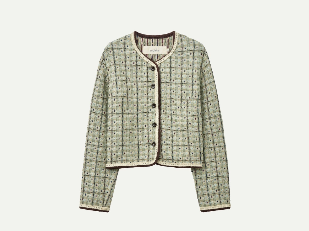 비아플레인 Via Miel tweed jacket (Multi green) - viaplain 상품 이미지 1