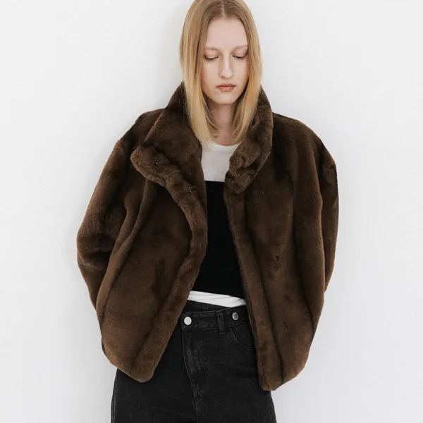 (JK-3057)TWO TONE FLOW FUR JACKET