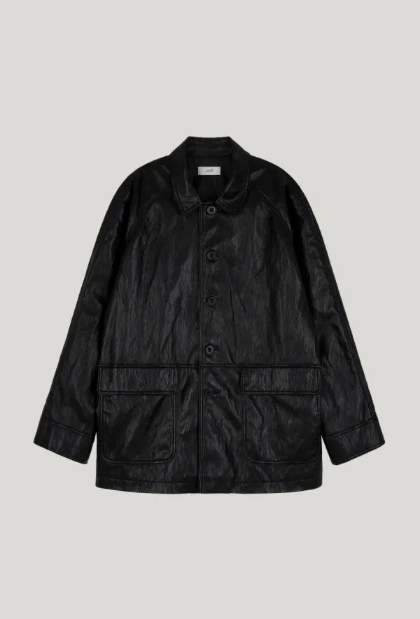 soft leather trench coat_black