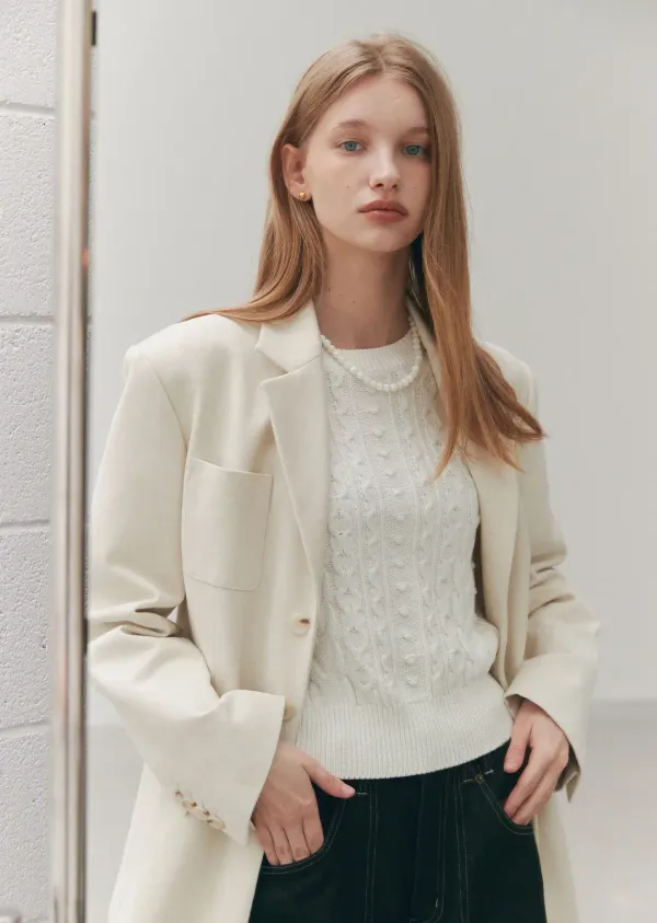 OUT-POCKET COTTON JACKET (sand ivory) [박세완,전효성 착용]