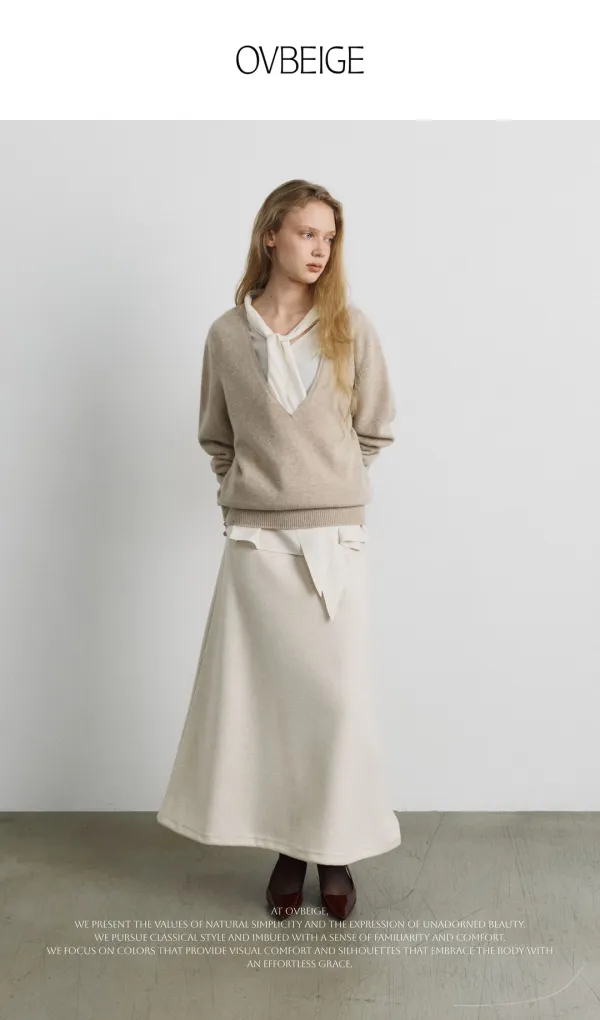 VISCOS 2WAY DRAWSTRING MAXI SKIRT_OAT BEIGE