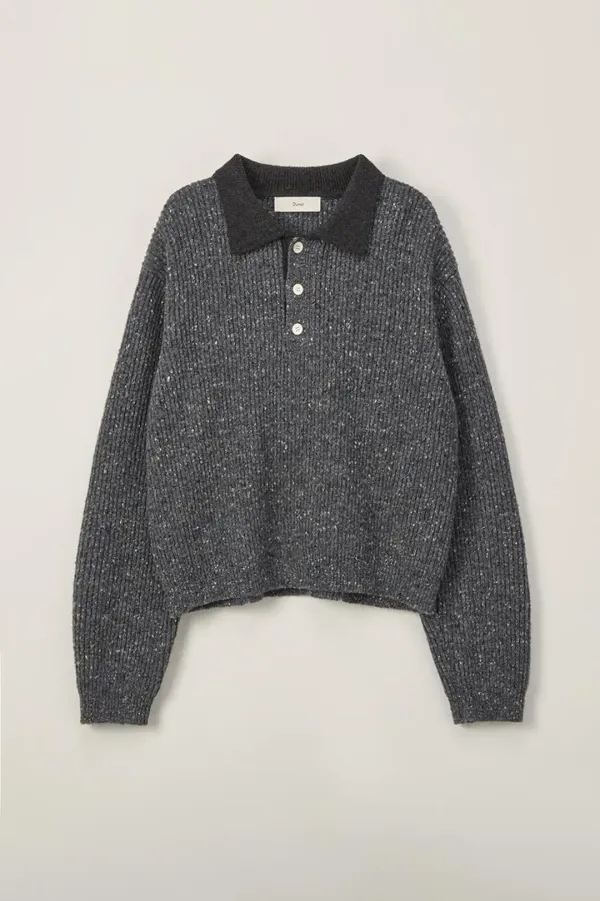 UNISEX CHUNKY RUGBY SWEATER DARK MELANGE GREY_UDSW4C114G3