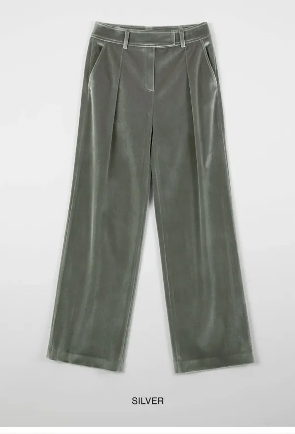 VELVET LOW WIDE PANTS_SILVER
