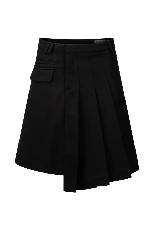 MAGNETIC PLEATED MIDI SKIRT BLACK