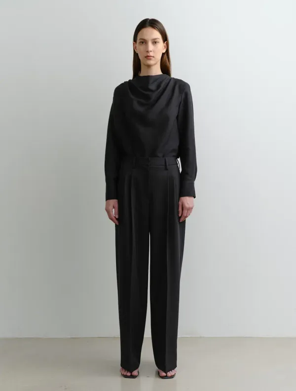 SS Wide Tuck Pants (Black)