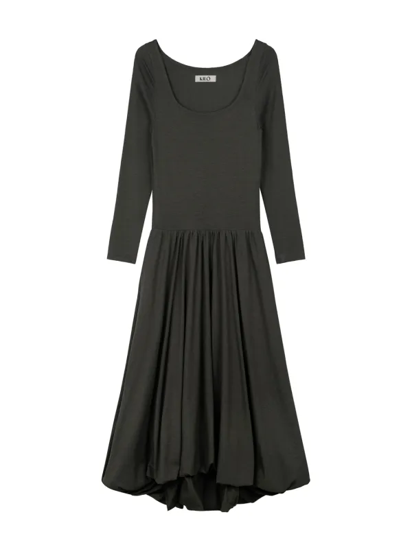 PUMPKIN JERSEY DRESS (CHARCOAL)