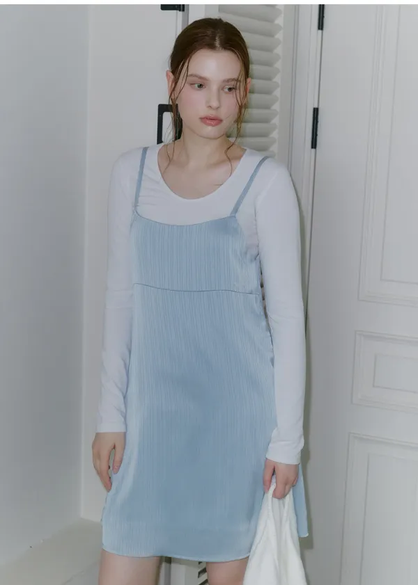 [44-120]  Louigi Stripe Satin Dress  루이지 스트라이프 새틴 드레스 (가을-봄-파티룩-데이트룩-데일리룩-출근룩-새틴-스트라이프-뷔스티에원피스-나시원피스-레이어드-여리핏-새틴스커트-자체제작)