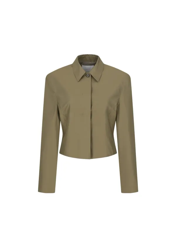 Silk taffeta jacket, Khaki