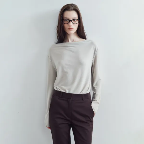 SITP5307 카울넥 긴팔 티셔츠_Olive gray