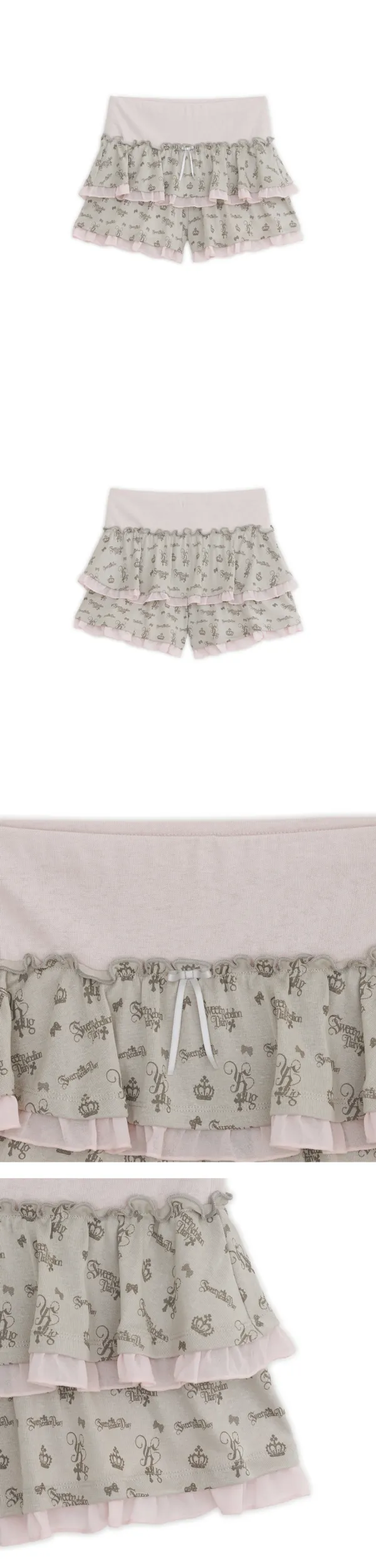 Ribbon cancan skirt pants (Pink)