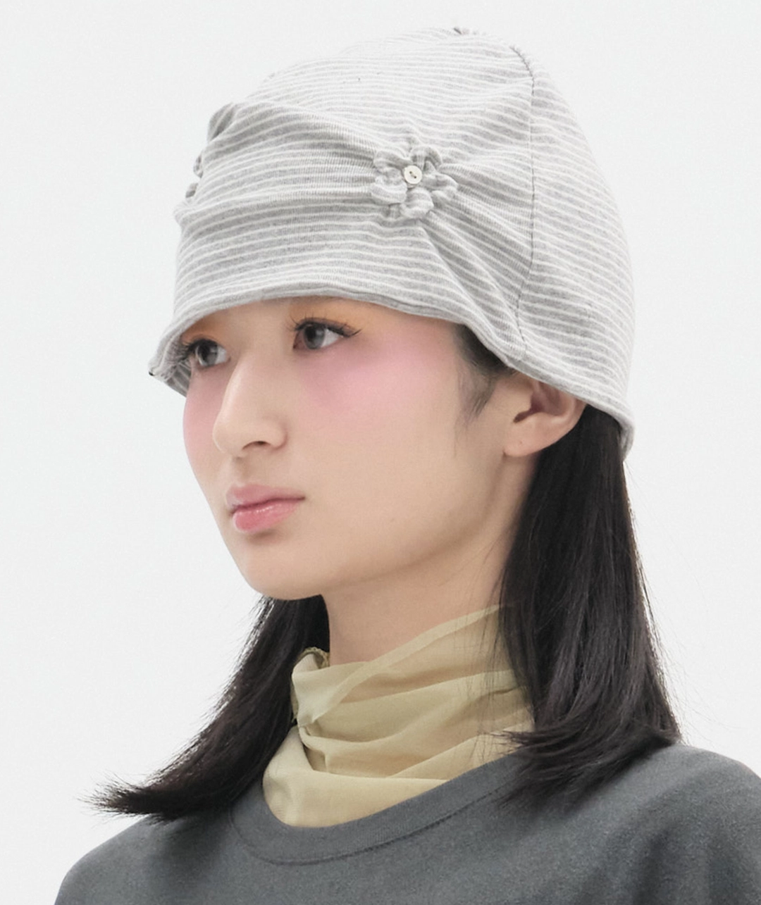타입서비스 [3차] Flower Button Beanie [Gray] 상품 이미지 2
