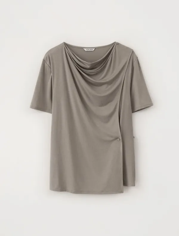 Drape Wrap Blouse (Taupe)