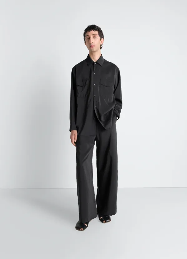CONVERTIBLE COLLAR SHIRT IN DRY SILK