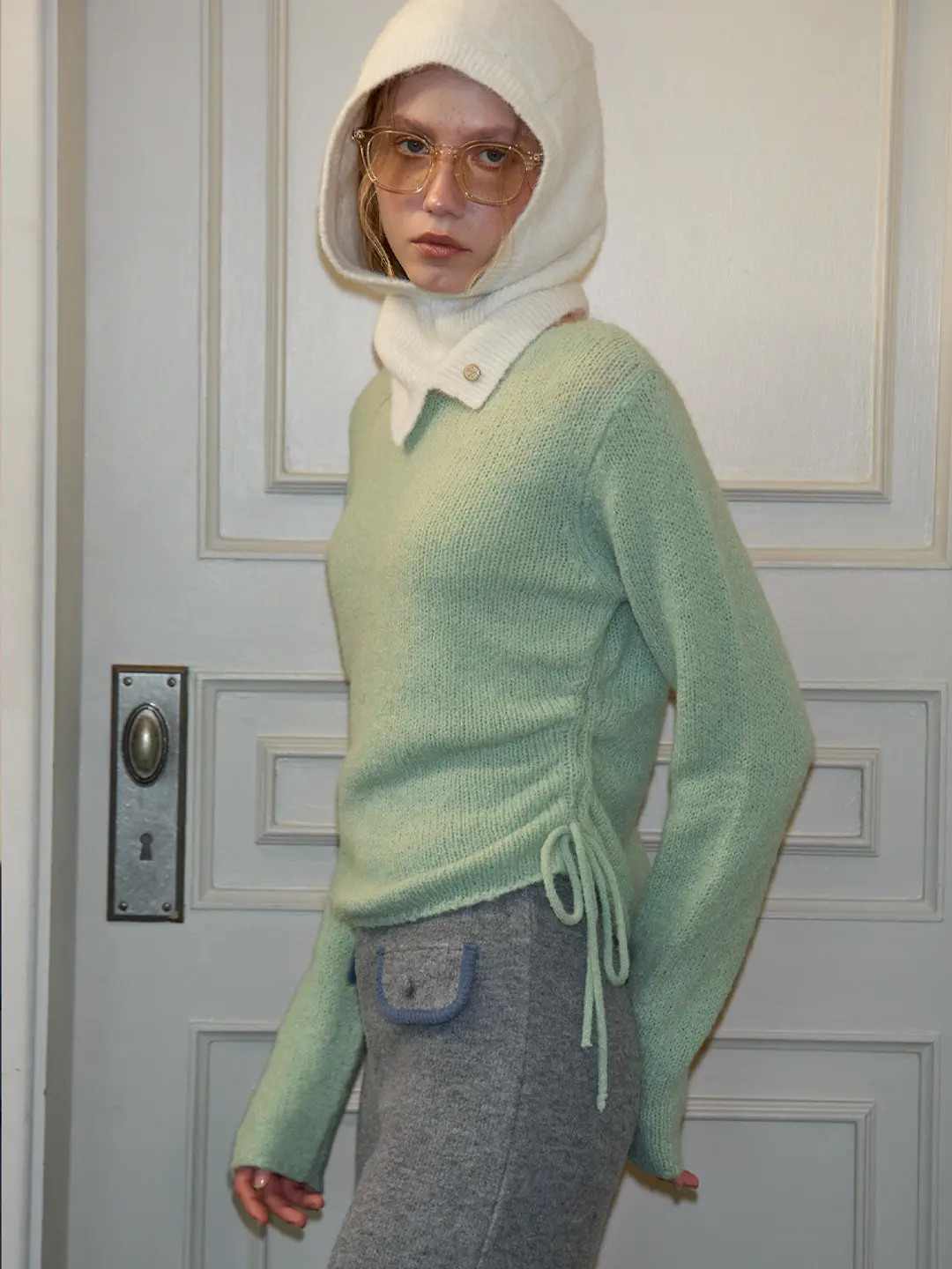 살롱드욘 Ribbon Shirring Knit_ Mint 상품 이미지 1