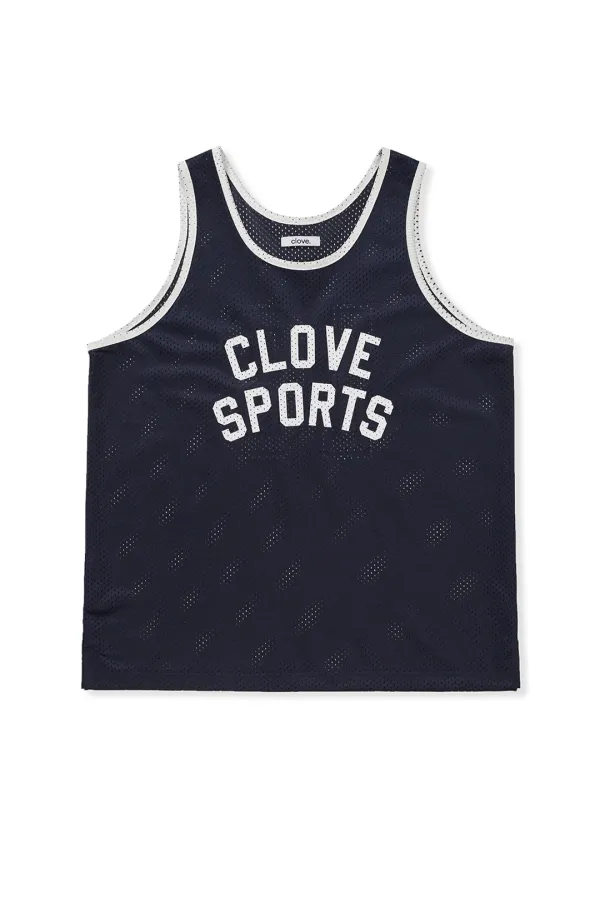 [25SS clove] Sports Mesh Tank Top (Navy)