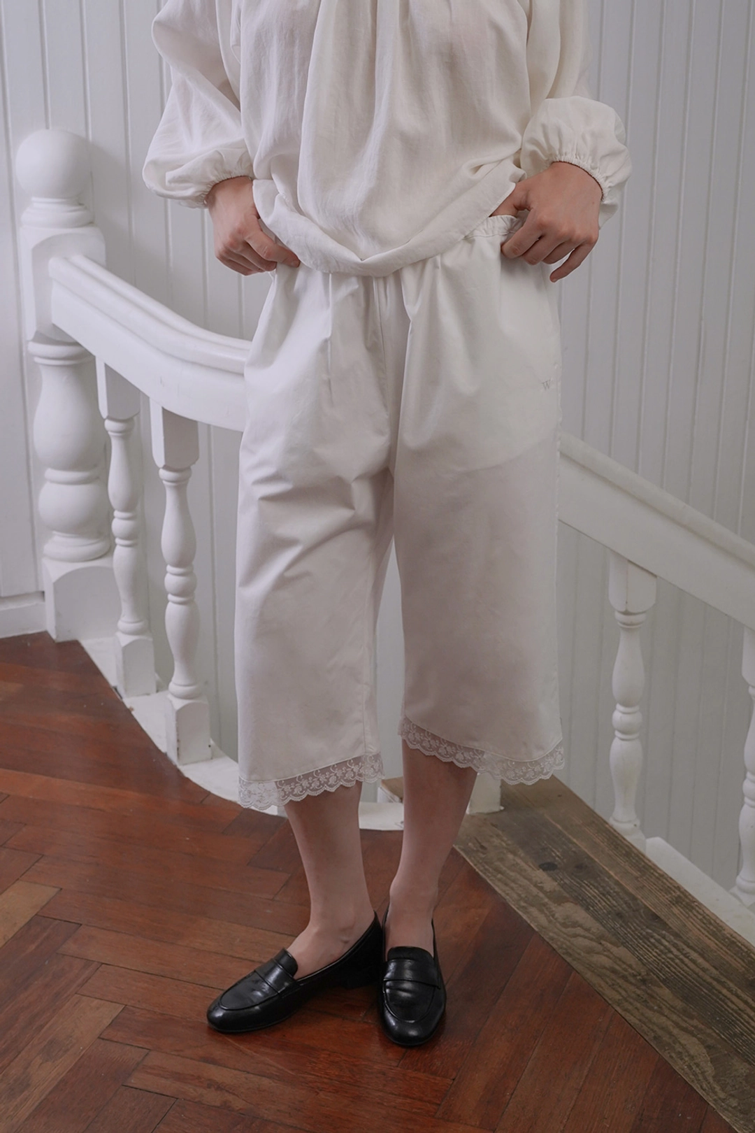 위드아웃썸머 Trim lace pants_ivory 상품 이미지 2