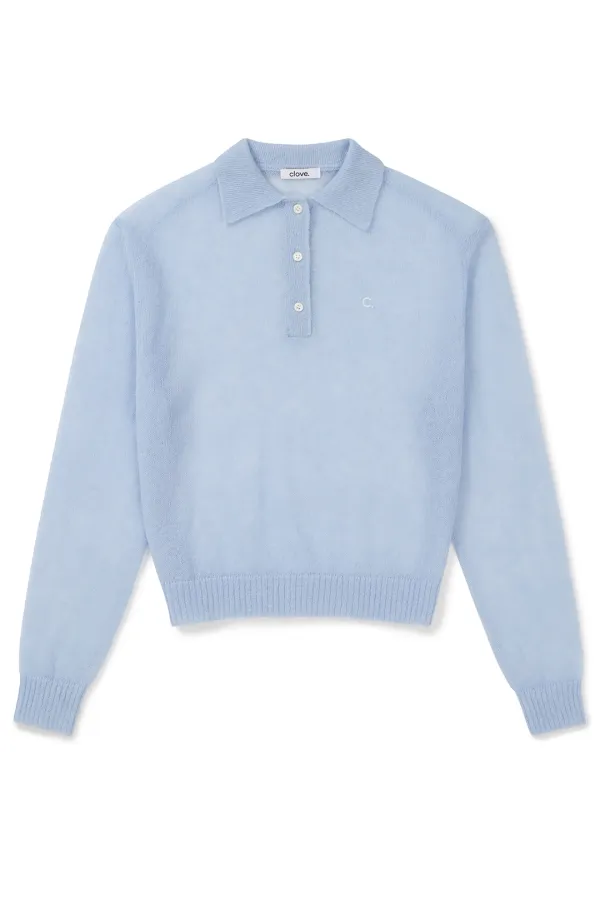 [25SS clove] Kid Mohair Collar Knit (Sky Blue)