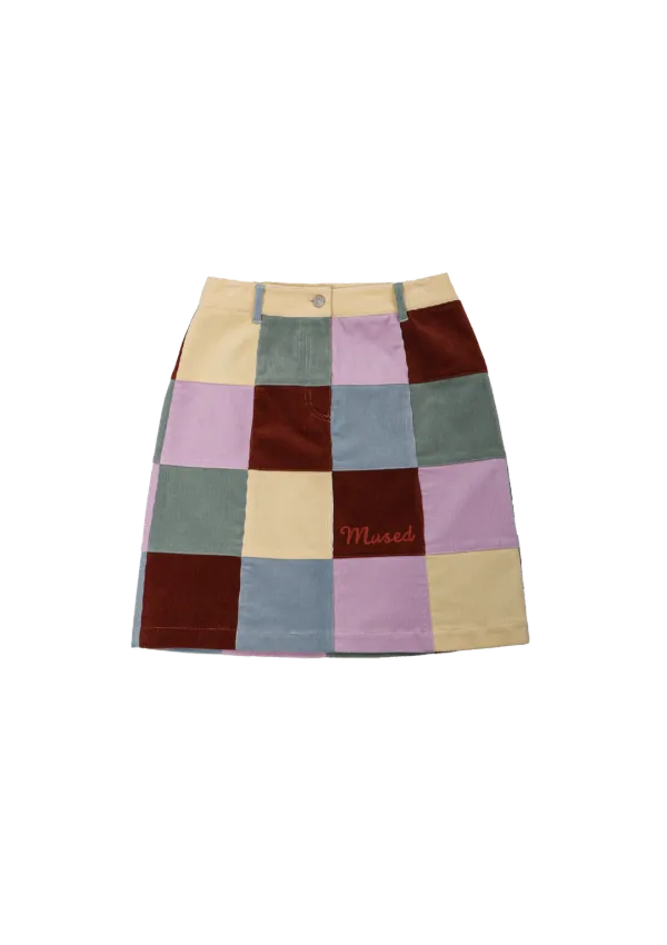 Mused Patchwork Corduroy Skirt - Patchwork