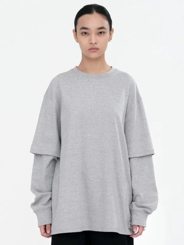Double Sleeve T-Shirt [Melange Gray]