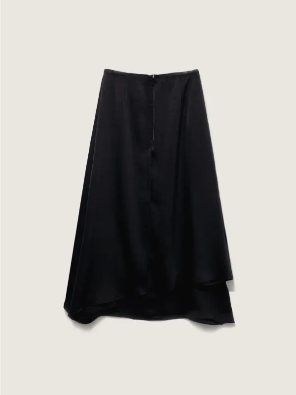 Satin wave skirt (블랙)