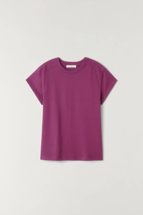 데일리 절개 반팔 티셔츠 PLUM