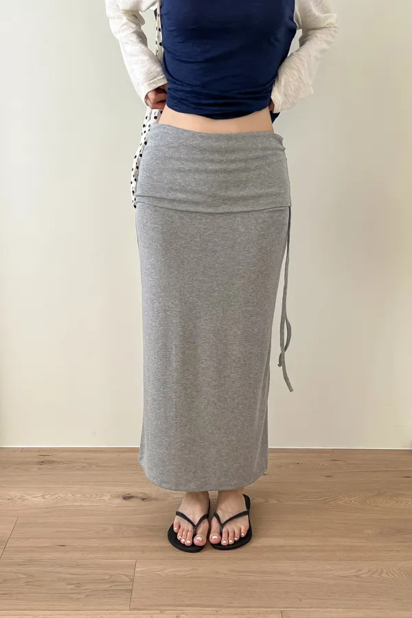 Fold Over Maxi Skirt (gray)