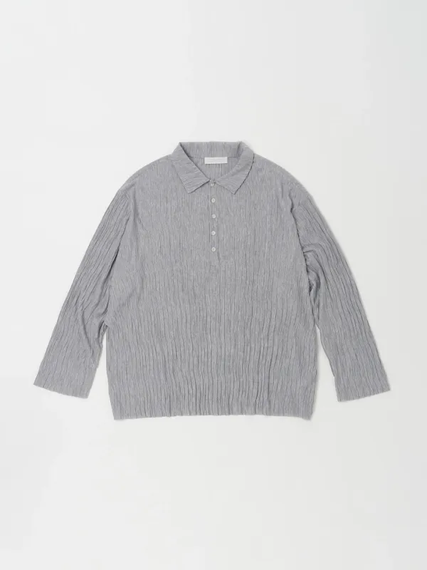 WRINKLE COLLARED TOP IN MELANGE GREY