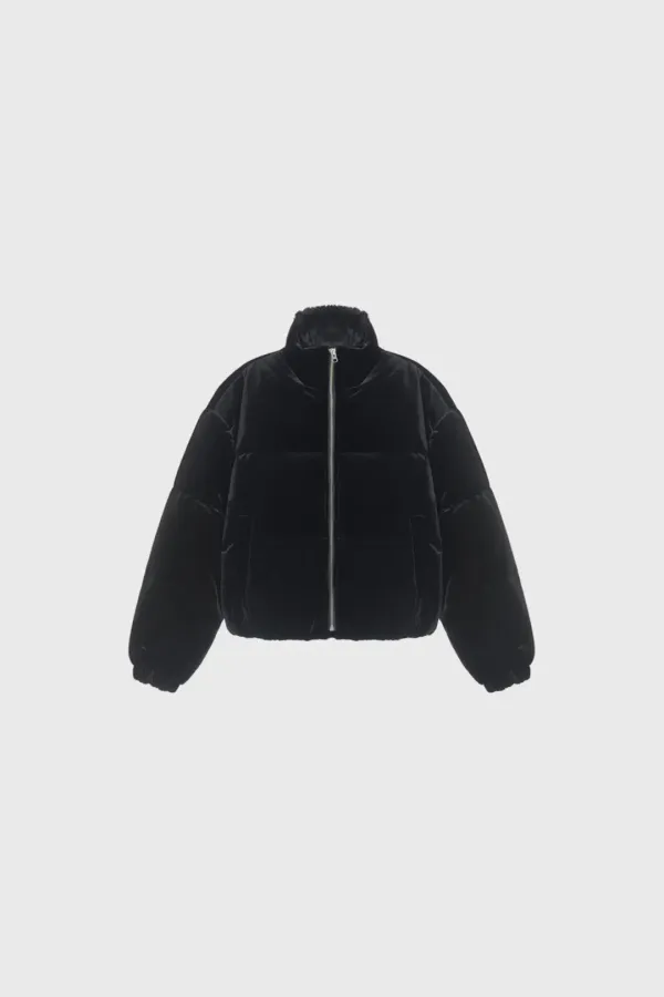Velvet down jumper (black / light gray / dark green)