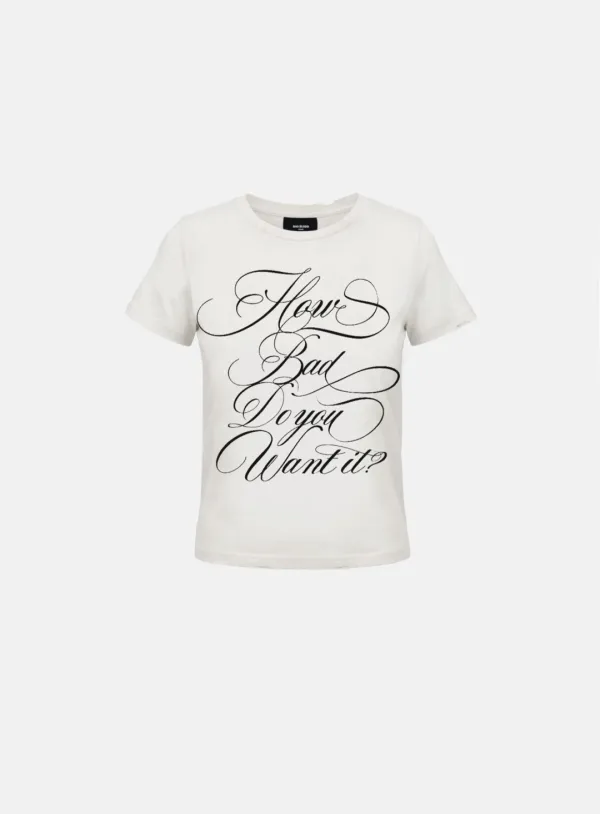 [w-tee26-136] DO YOU WANT IT Script Short Sleeve T-Shirt - White