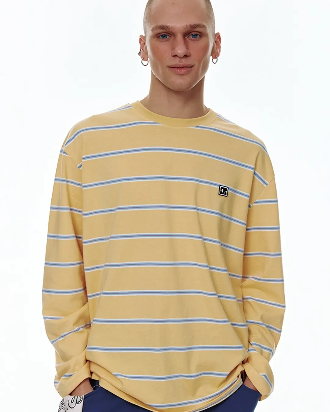 센토르 STRIPE PATCH LONG SLEEVE T-SHIRT_YELLOW 상품 이미지 2