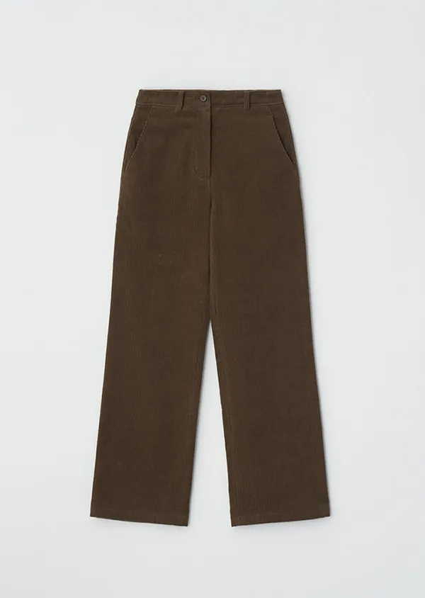 button corduroy pants-brown
