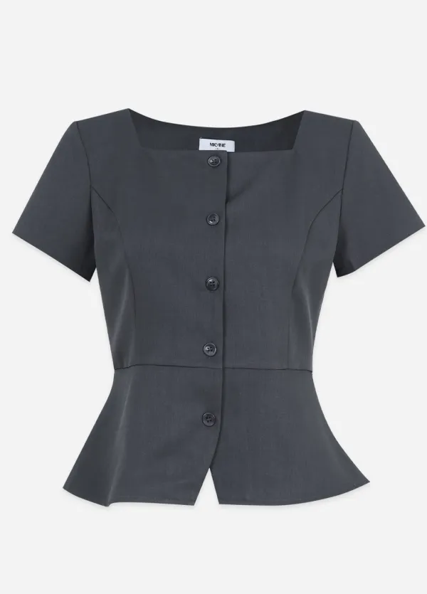  [44-120]  Ael Peplum Blouse  엘 페플럼 블라우스 (여름-봄-클래식룩-데일리룩-격식룩-하객룩-여름하객룩-여름격식룩-단독-셋업-출근룩-여름출근룩-페플럼-페플럼블라우스-빅사이즈-자체제작) 