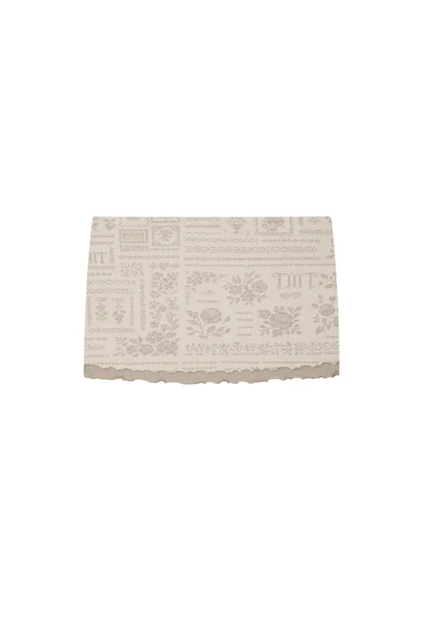 FLORAL MOTIF LAYERED SKIRT (BEIGE)