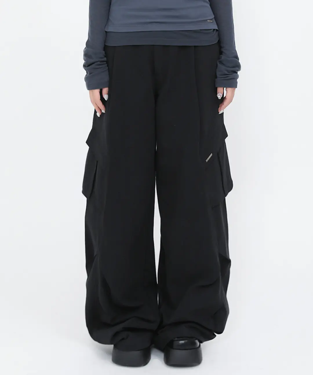 미세키서울 Pocket pintuck wide pants BLACK 상품 이미지 2