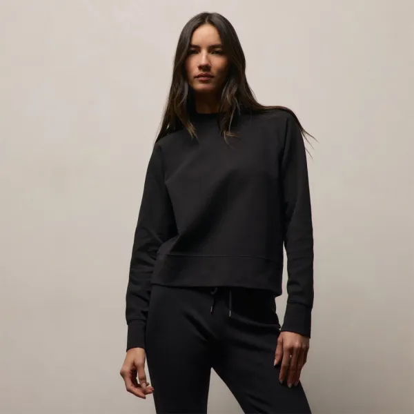 Italian Knit Raglan Mockneck - Black