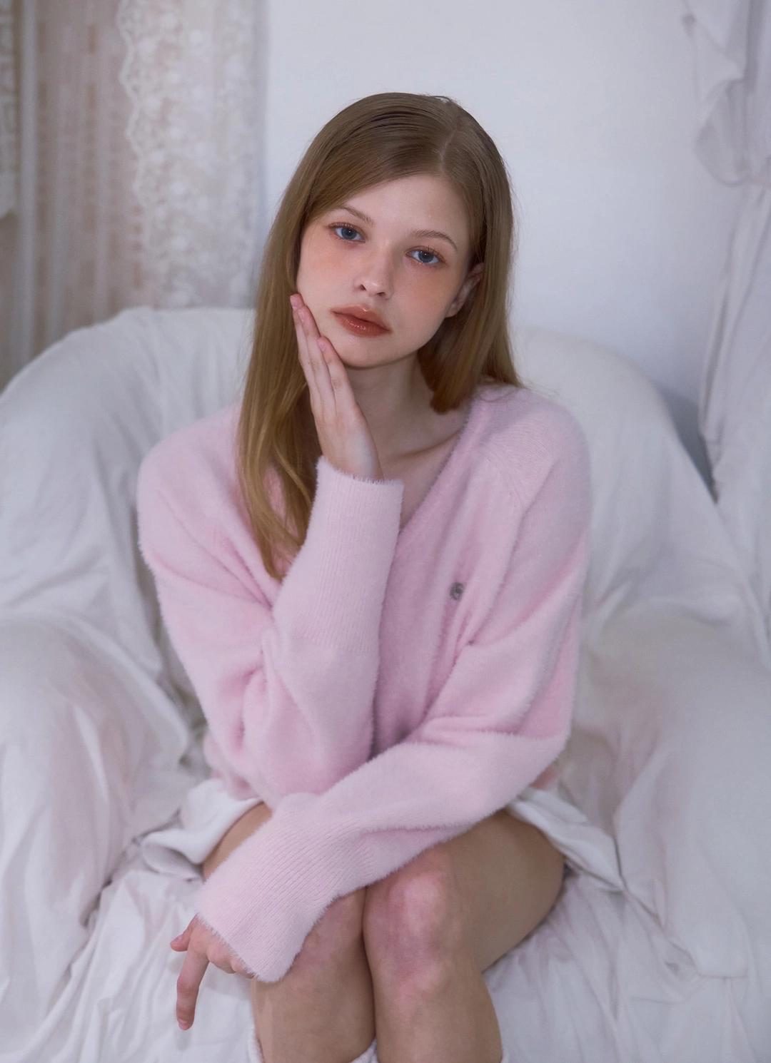 로제프란츠 Fur V-neck Knit [Pink] 상품 이미지 2
