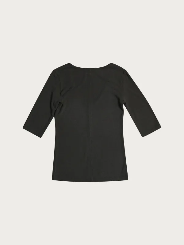Ellen Angora Scoop Tee - Charcoal