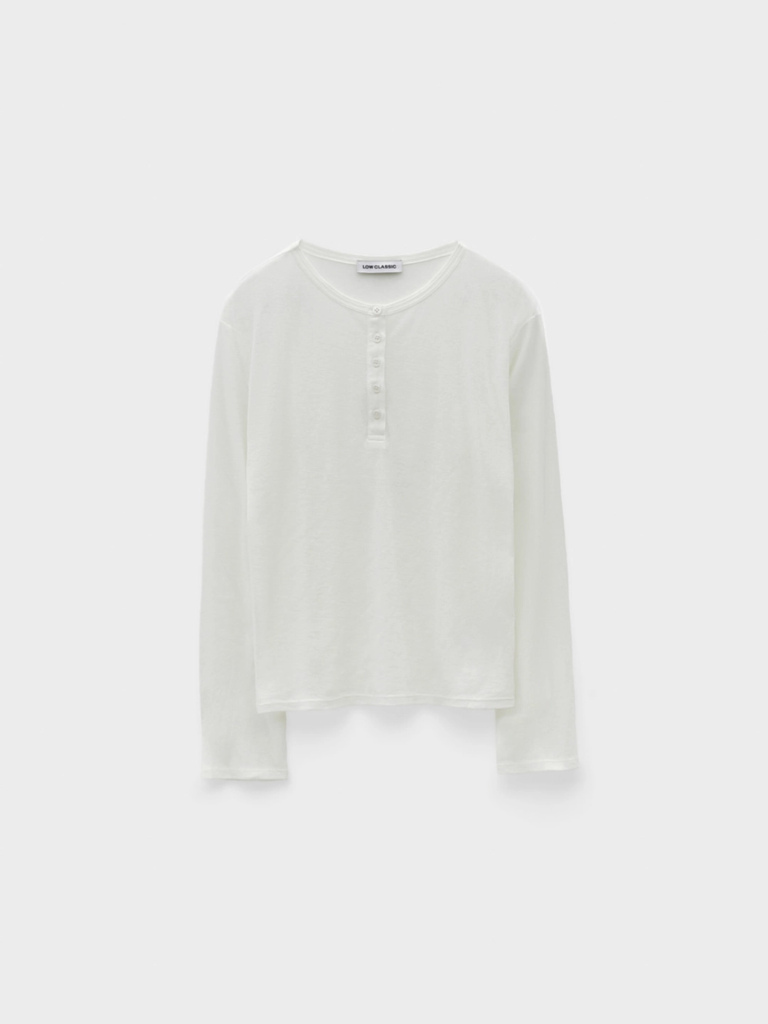 로우클래식 Henley Neck Cotton Long Sleeve T-Shirt_White 상품 이미지 1