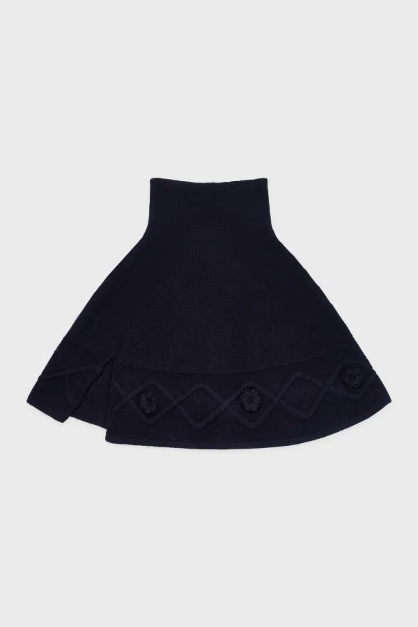High Neck Knit Cape (Navy)