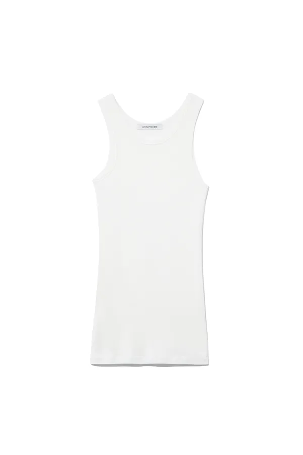 COTTON RIBBED SLEEVELESS TOP [WHITE]