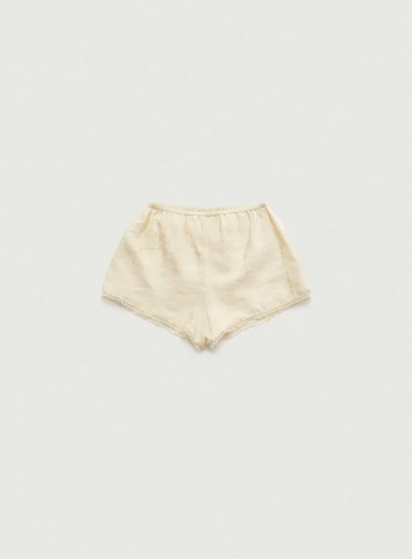 Moire Satin Lace Shorts_Butter